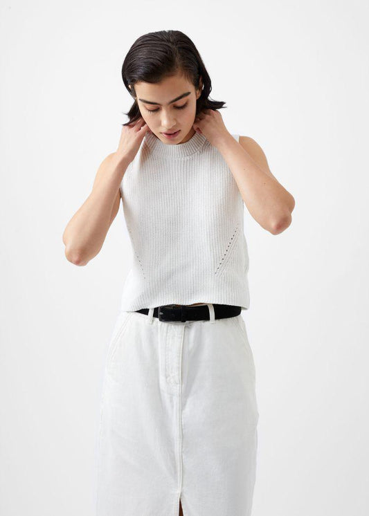 Mozart Sleeveless Vest in Winter White