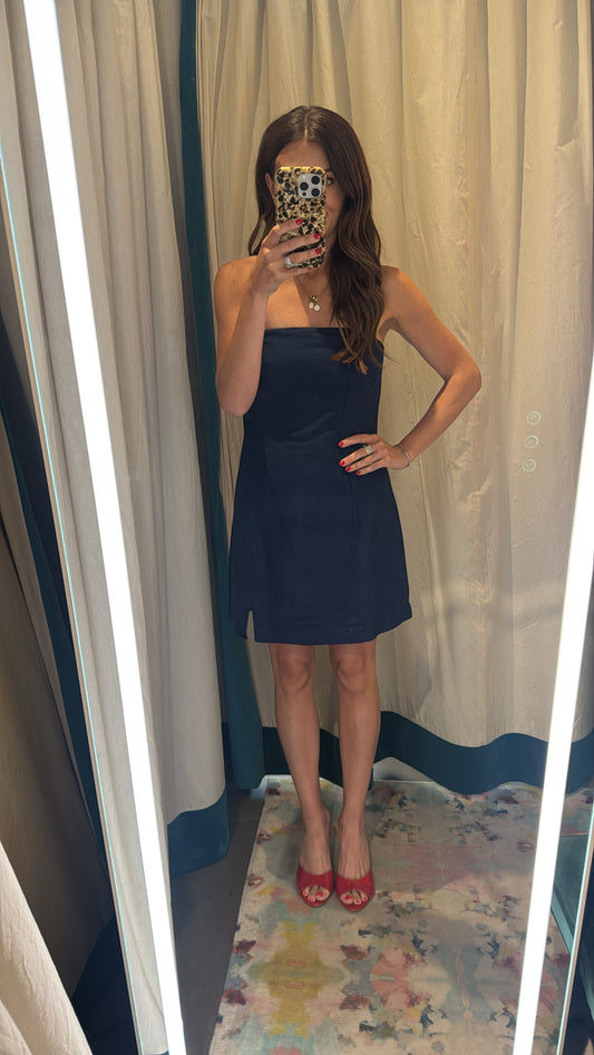 Birdie Linen Strapless Mini Dress
