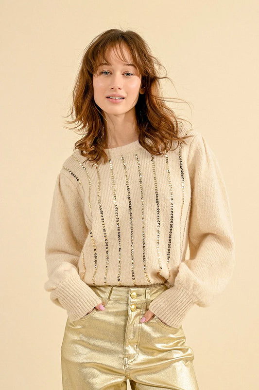 Puff Sleeve Sequin Sweater