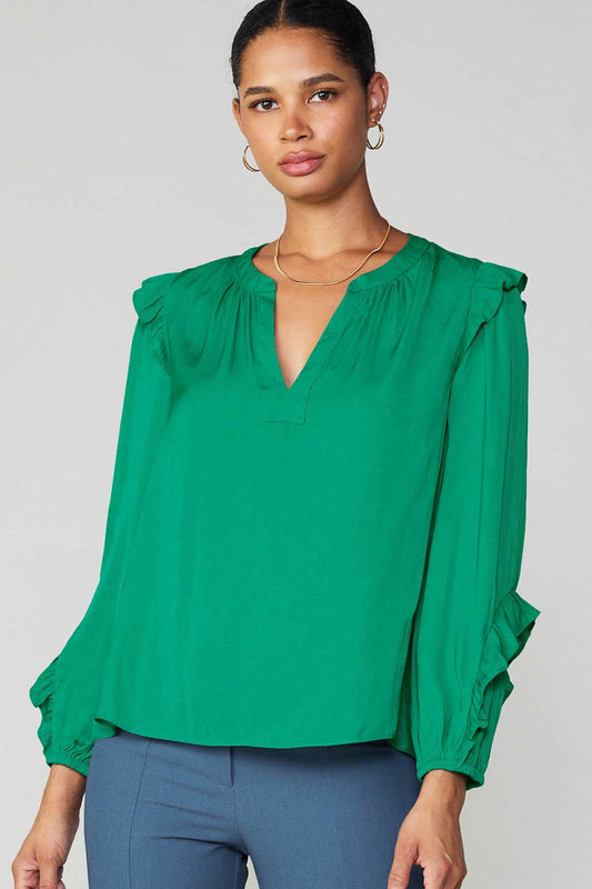 Long Sleeve Split Neck Top