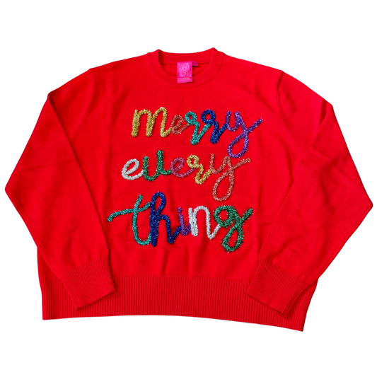 QOS Red Merry Everything Sweater