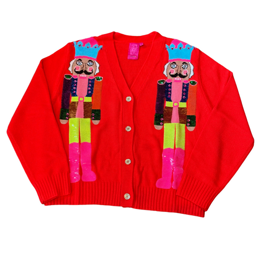 QOS Red Nutcracker Cardigan