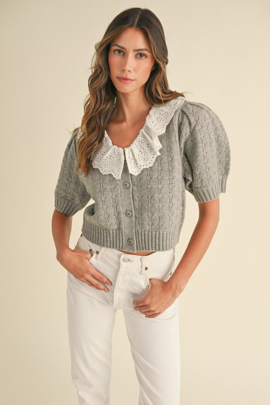 Pointelle Collared Sweater