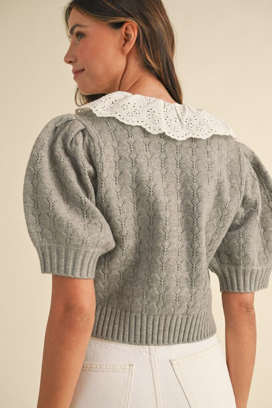 Pointelle Collared Sweater