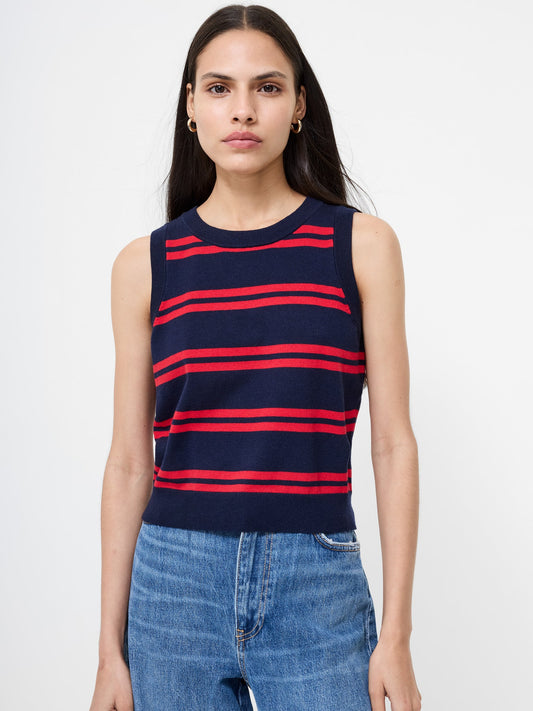 Padma Fine Knit Tank in Navy/Red Stripe