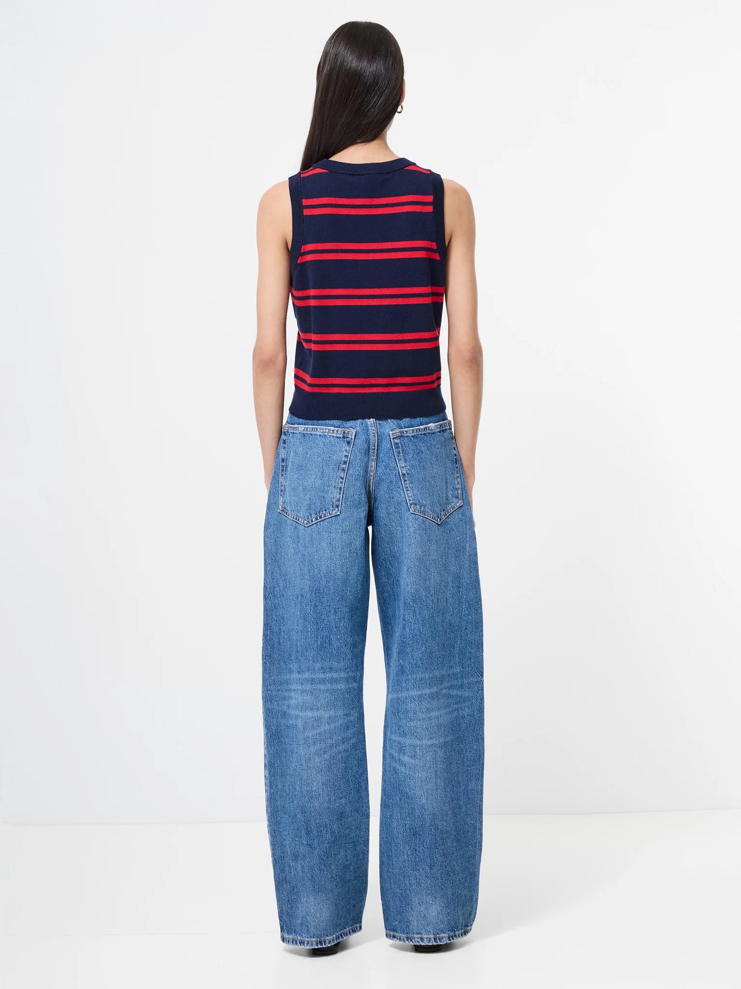 Padma Fine Knit Tank in Navy/Red Stripe