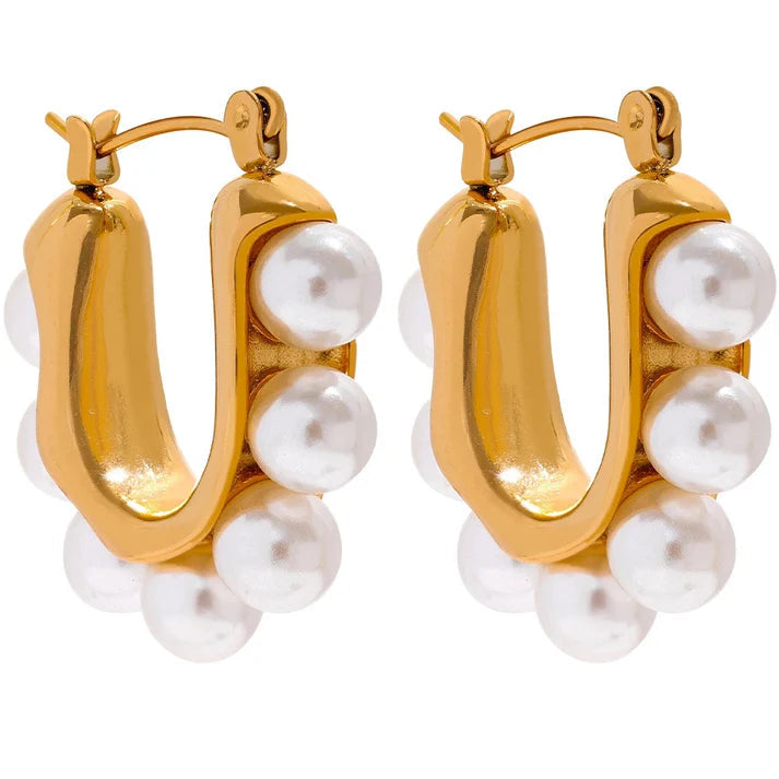 French Pearl Hoop Earring