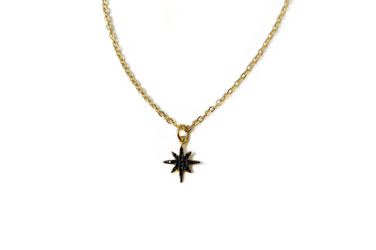 Black Pave North Star Necklace