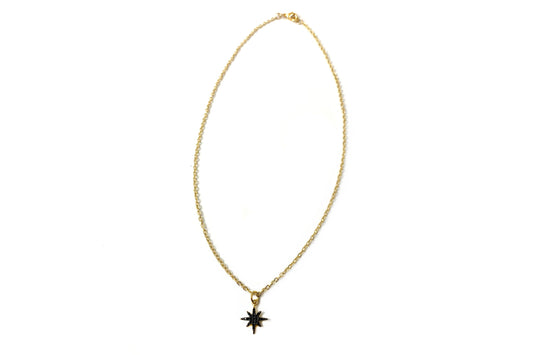 Black Pave North Star Necklace