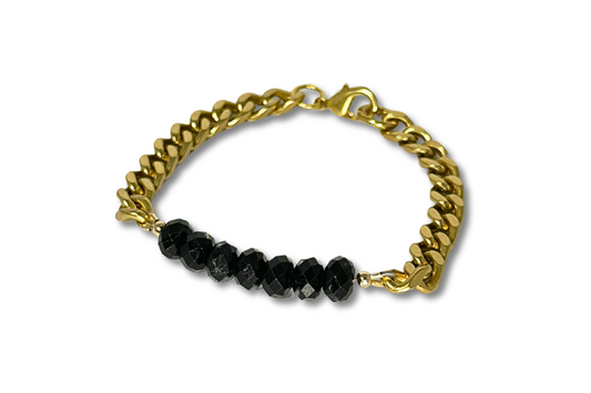 Faceted Black Tourmaline Rondelles Bracelet