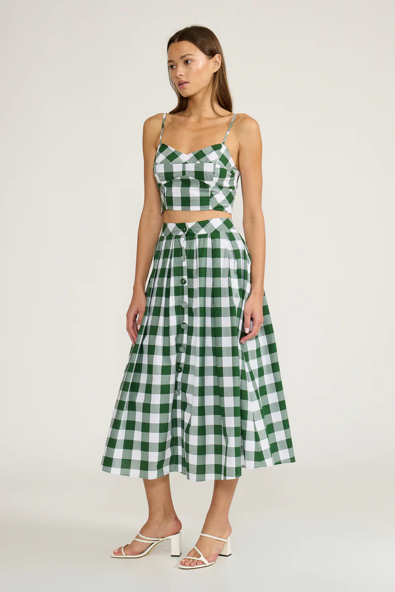 Lucy Mari’s green gingham matching top and skirt set 