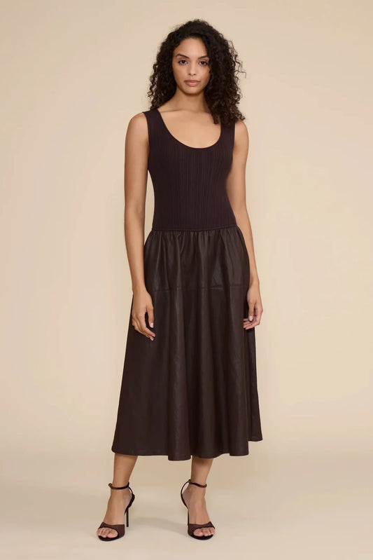 Chocolate Leather Skirt Tank Dress