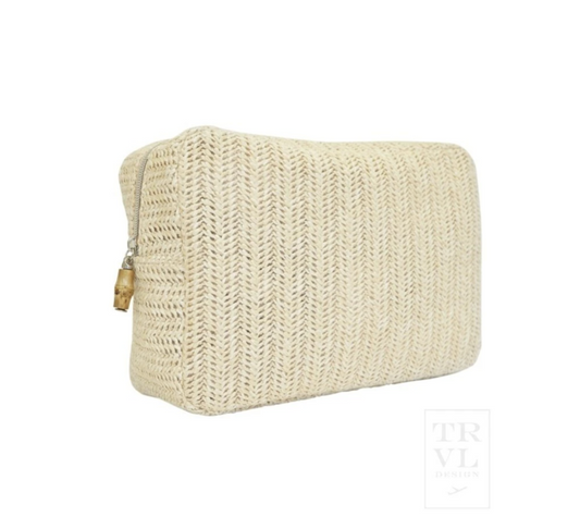 TRVL Design BIG GLAM- Straw Cosmetic Bag in Sand