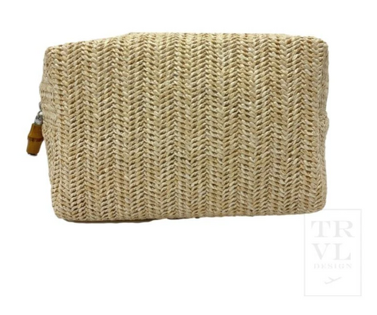 TRVL Design ON BOARD- Straw Cosmetic Bag in Sand