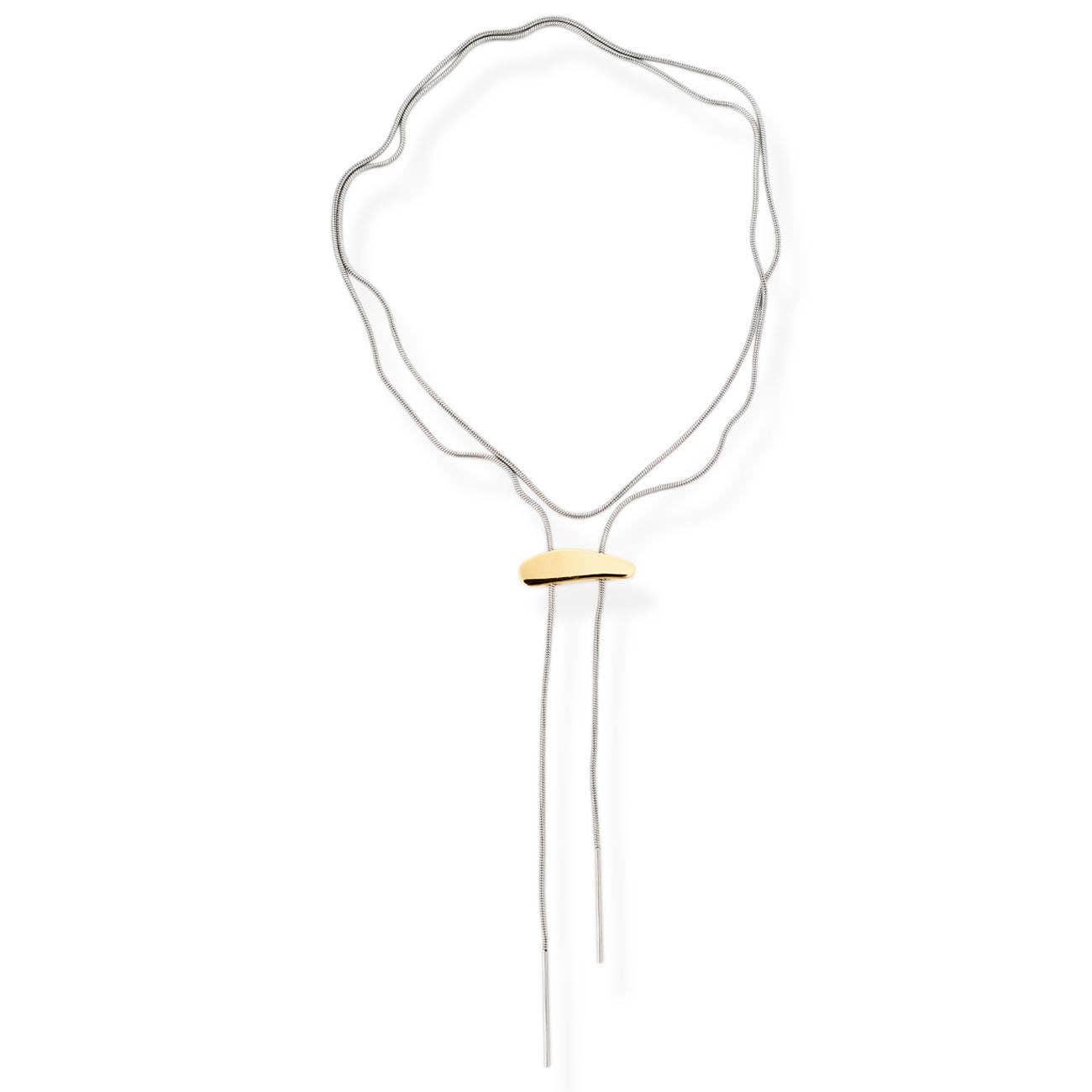 Gold silver lariat necklace 