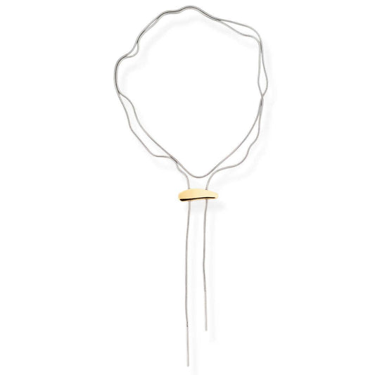 Gold silver lariat necklace 