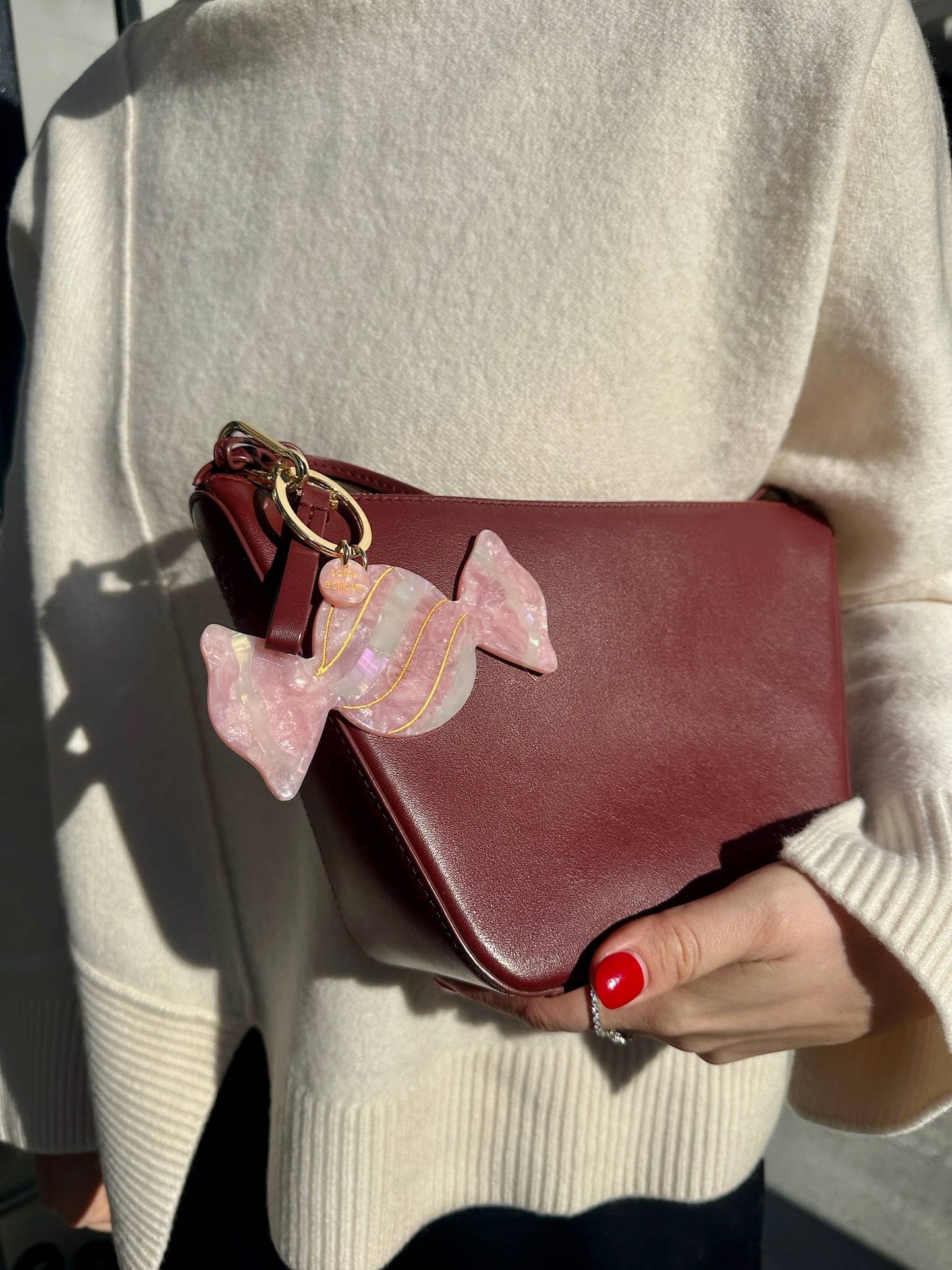 Hand-painted Bonbon Candy Bag Charm + Keychain | Eco