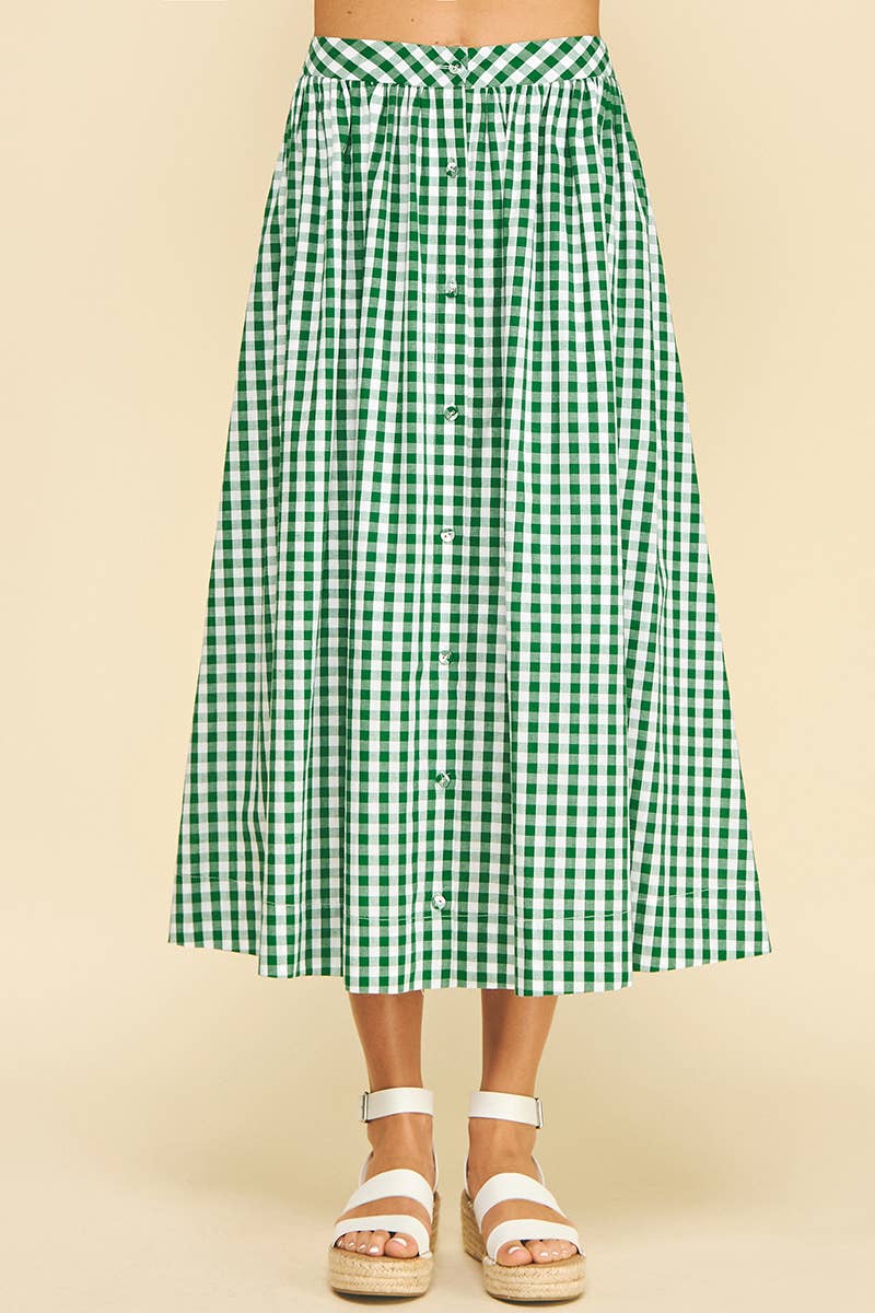 Gingham Button Down Skirt