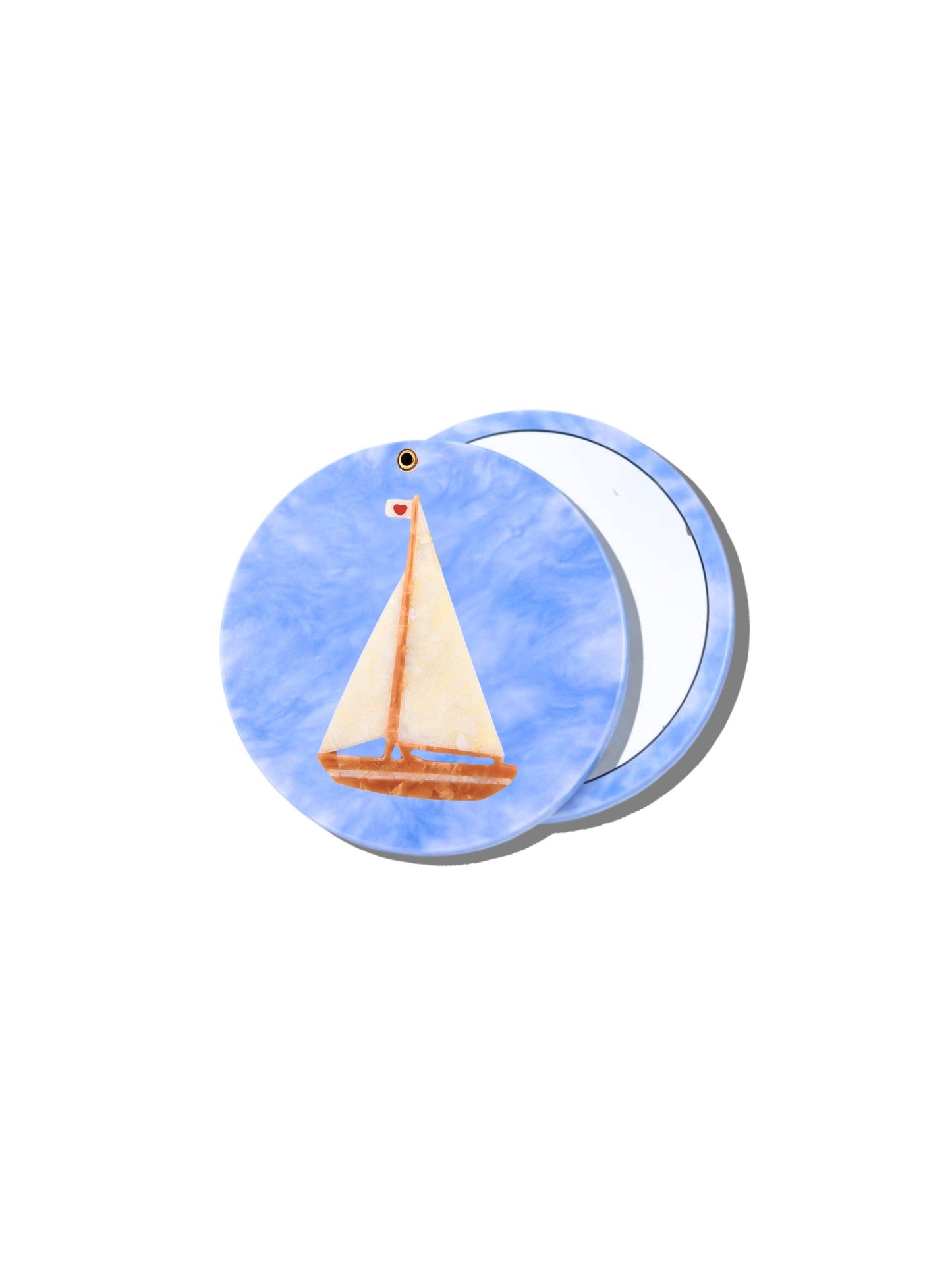 Hand-painted Sail Boat Compact Mirror | Eco-Friendly