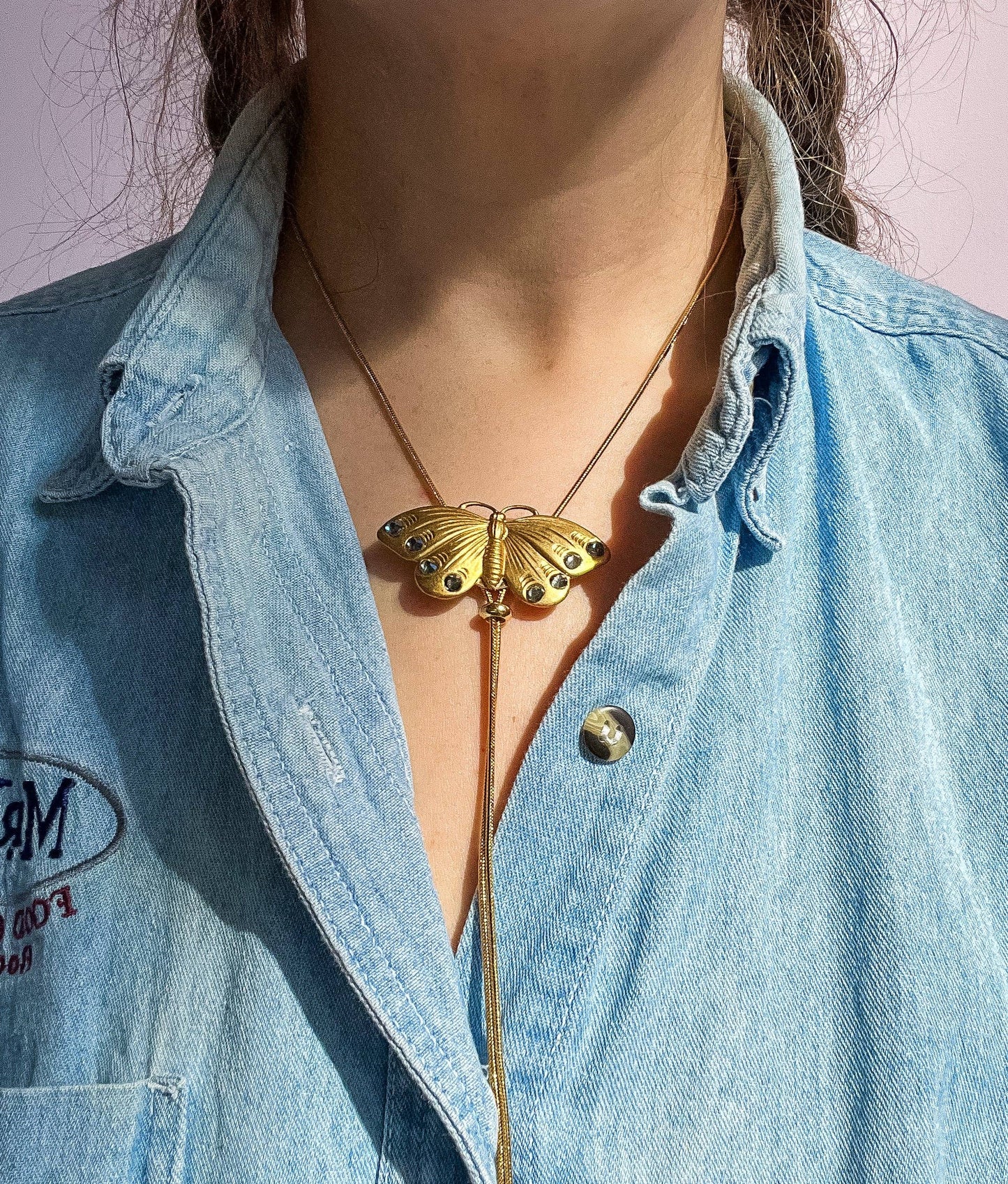 Butterfly Vintage Style Gold Bolo Tie