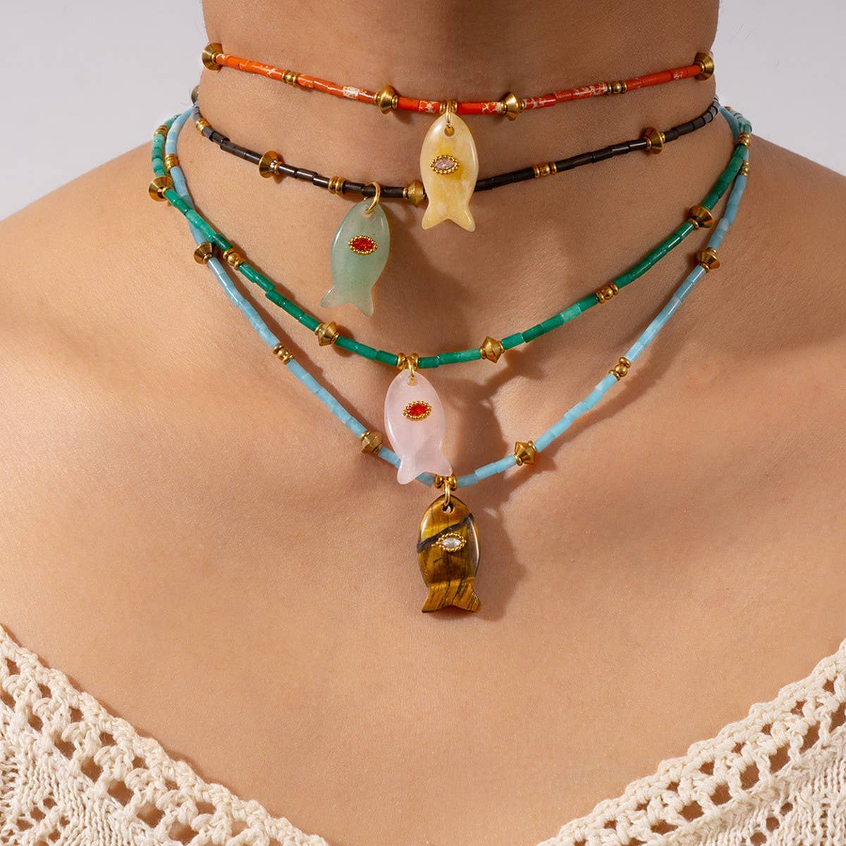 Fish Necklace with Gem