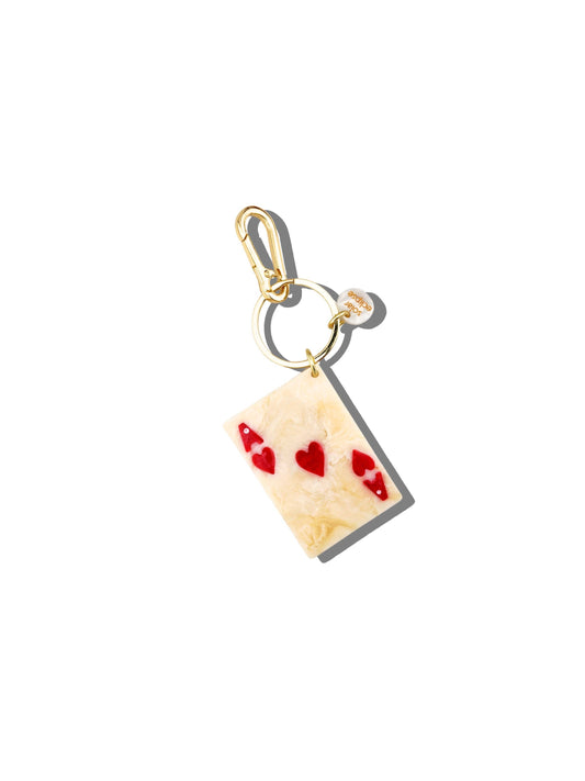 Hand-painted Mini Ace of Hearts Bag Charm + Keychain