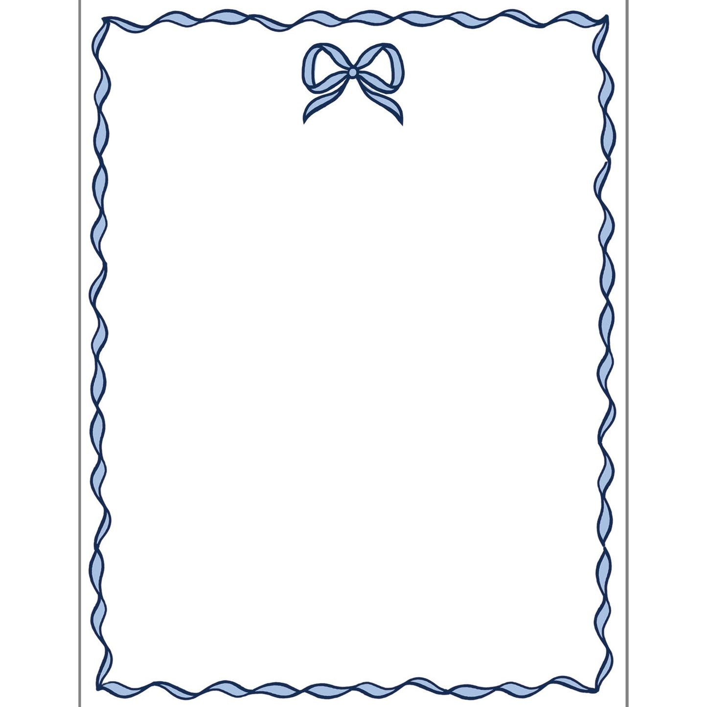 In Stock 4.25x5.5 Blue Bow Scallop Notepad