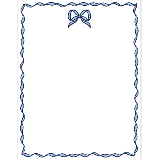 In Stock 4.25x5.5 Blue Bow Scallop Notepad