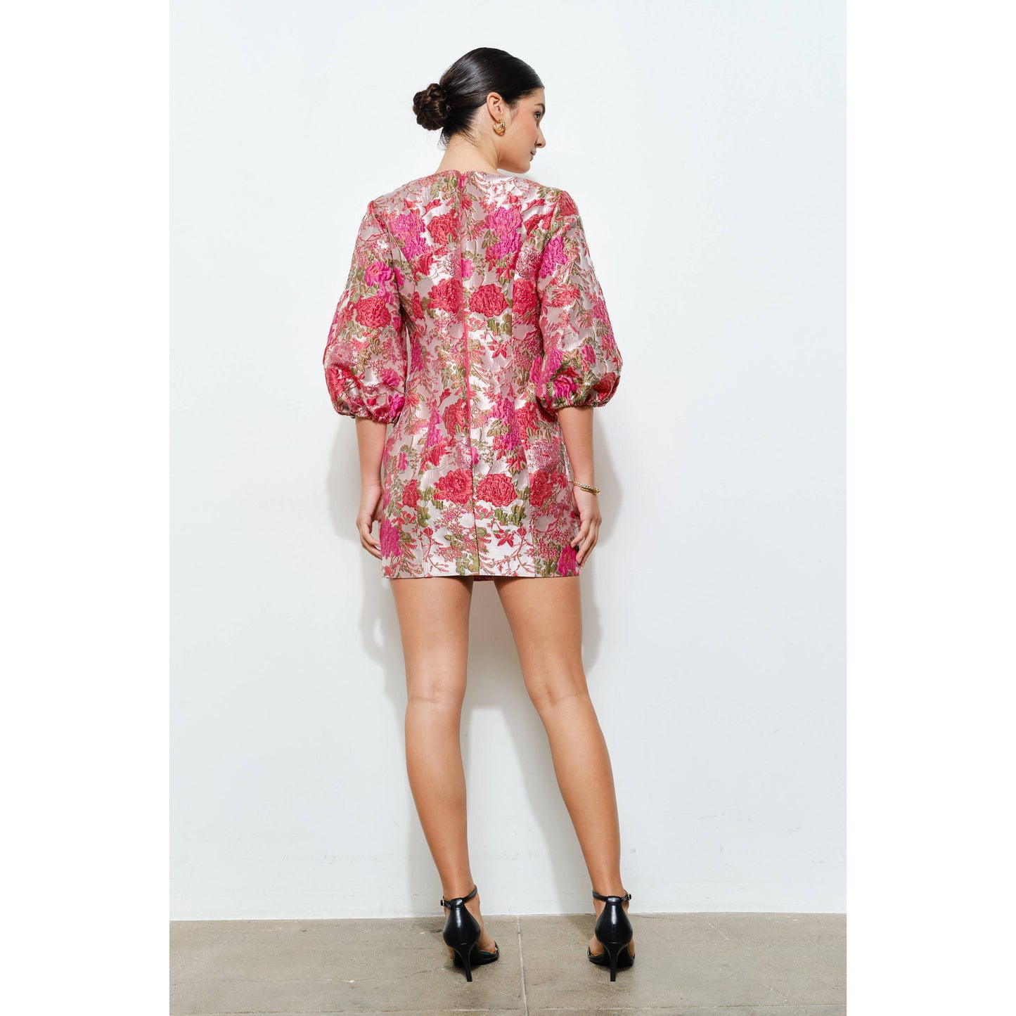 Metallic Floral Jacquard Dress