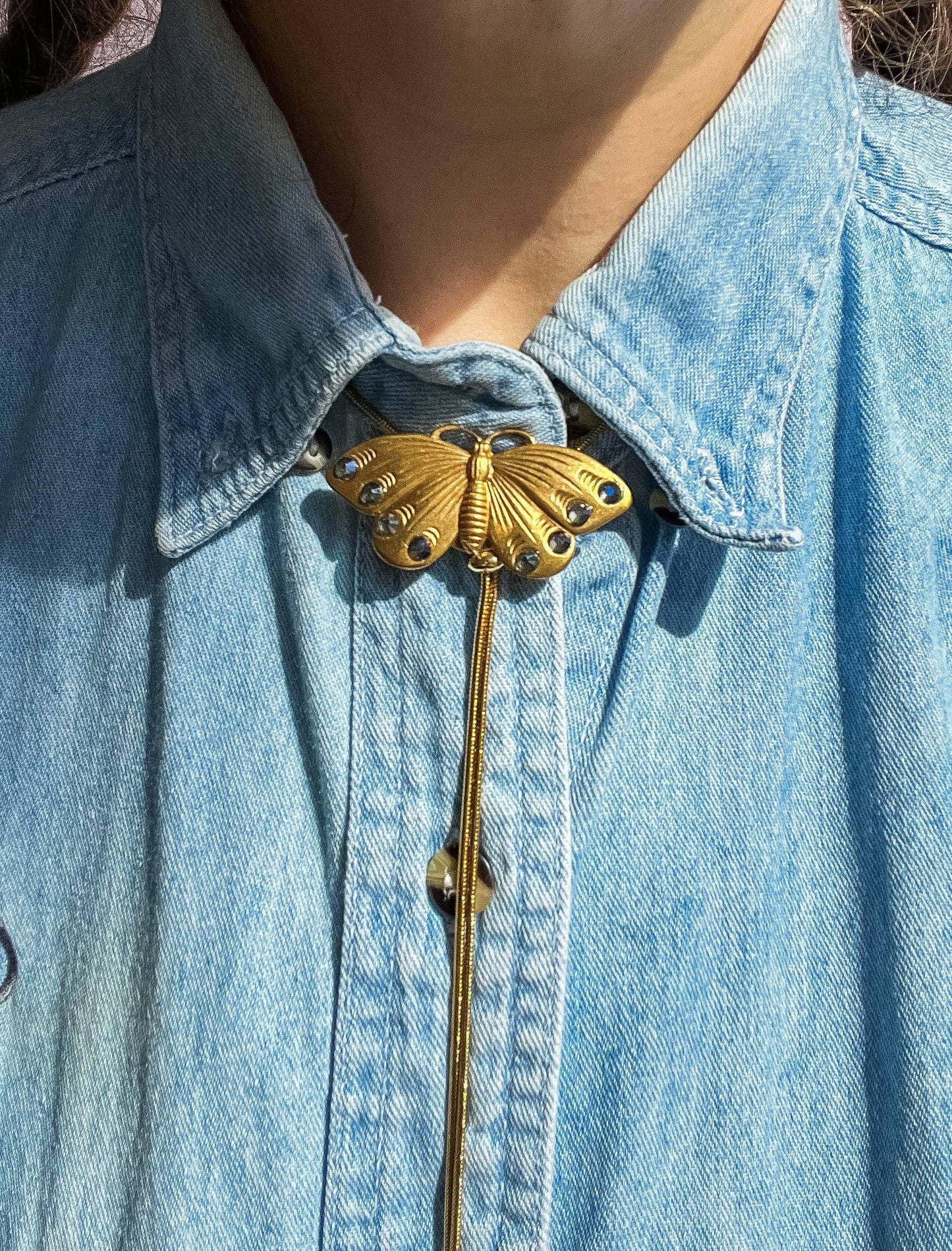 Butterfly Vintage Style Gold Bolo Tie
