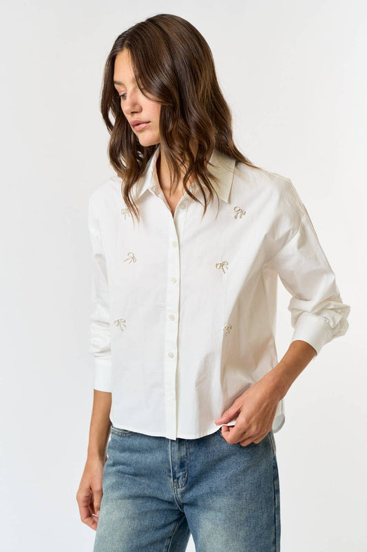 Jewel Bow Button Down