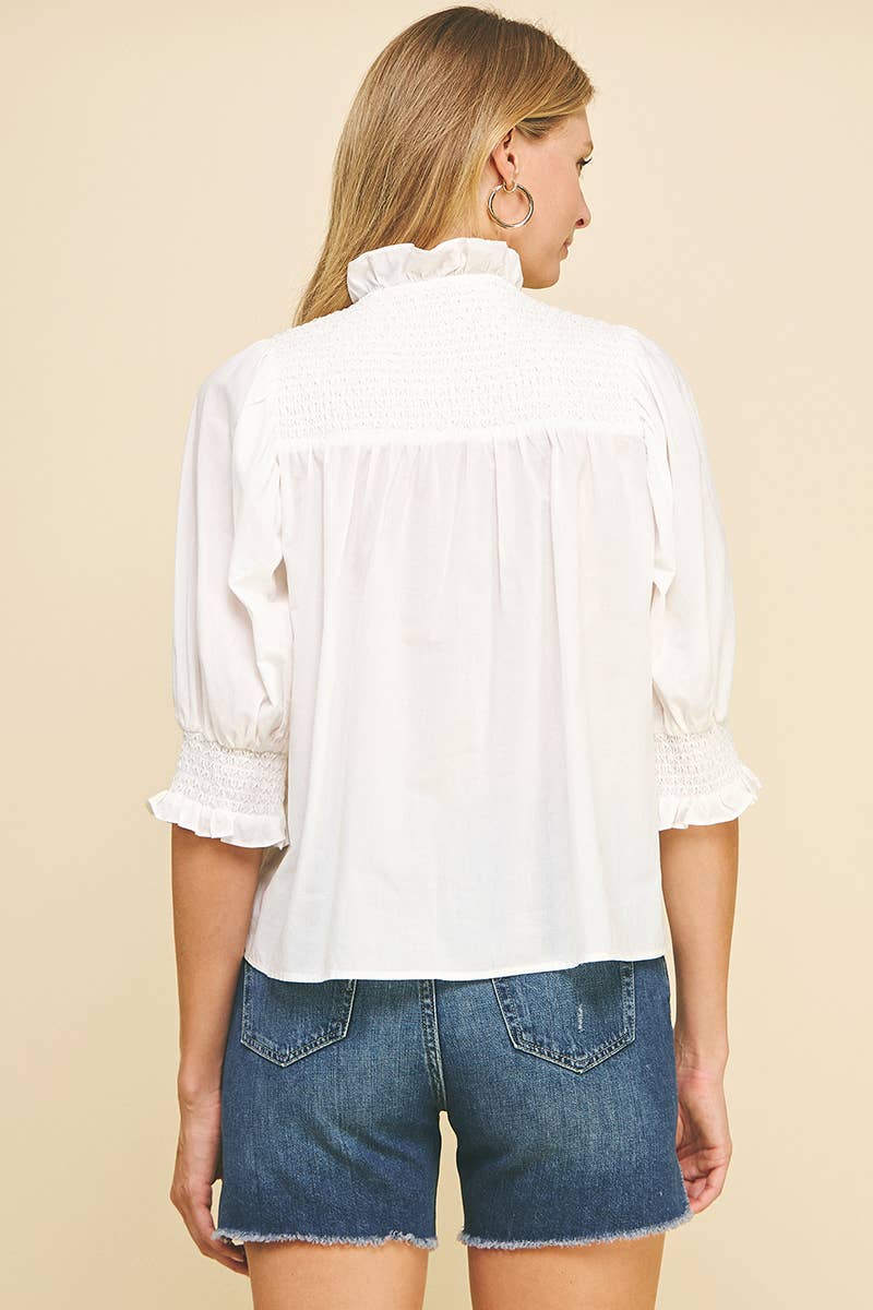 Smock Detail Puff Sleeve Top