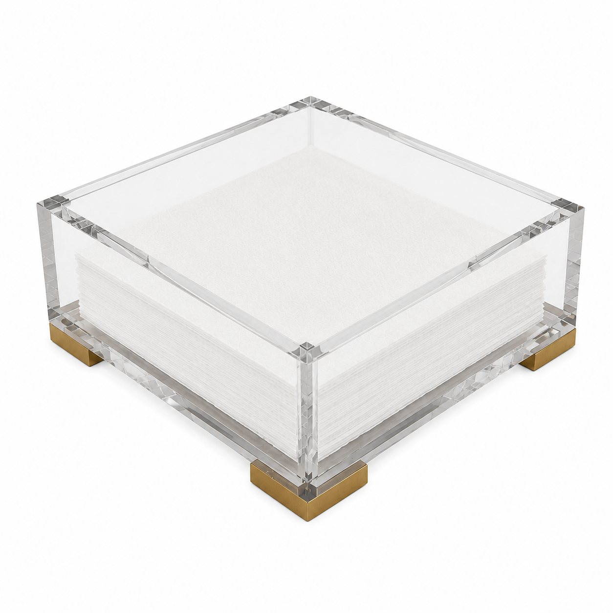 Cocktail Napkin Holder, Brass corners