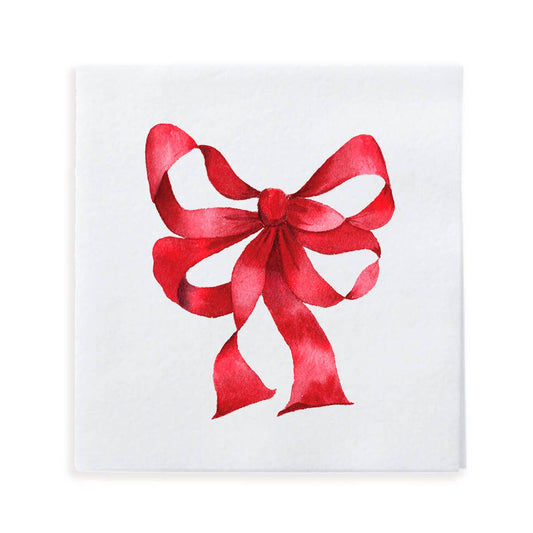 Watercolor Vintage Red Bow Cocktail Napkins