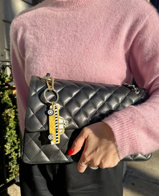Hand-painted Taxicab Bag Charm & Keychain | Eco-Friendly