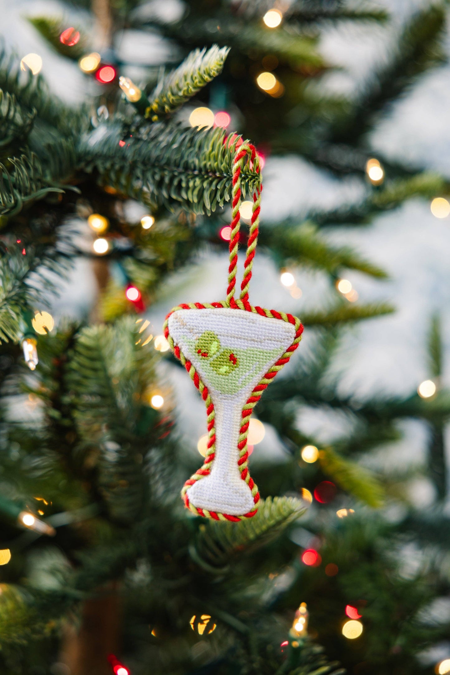 Needlepoint Icon Ornament - Dirty Martini