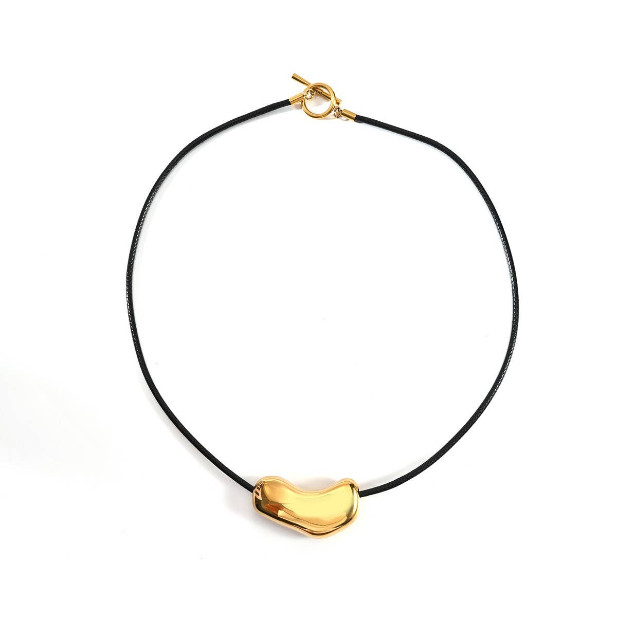 18K Steel Leather Cord Necklace