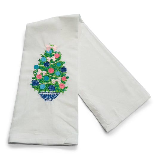 Towel - Chinoiserie Squatty Holiday Tree on white