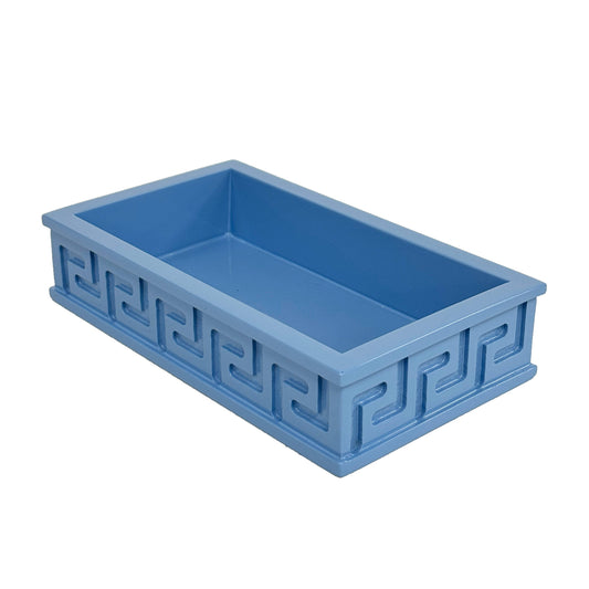 Lacquered Greek Key Guest Towel Holder | Cornflower