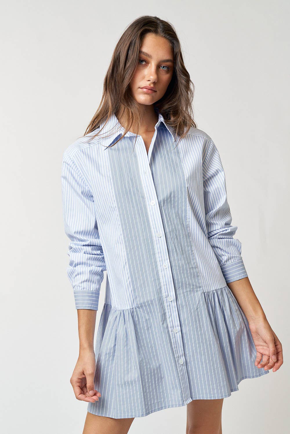 Stripe Button Up Mini Shirt Dress