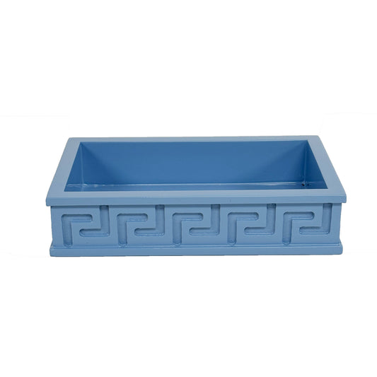 Lacquered Greek Key Guest Towel Holder | Cornflower