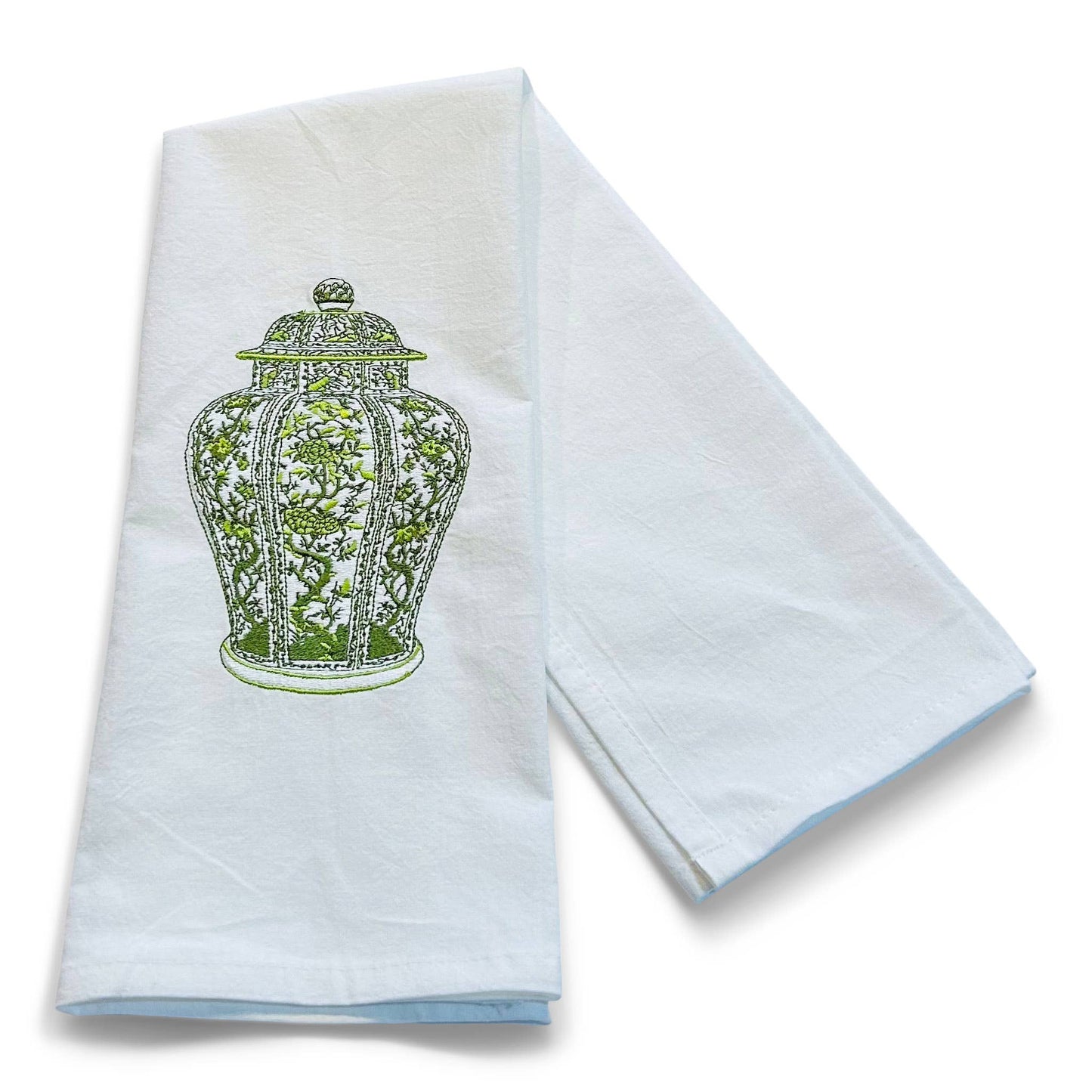 Towel - Ginger Jar GREEN on white