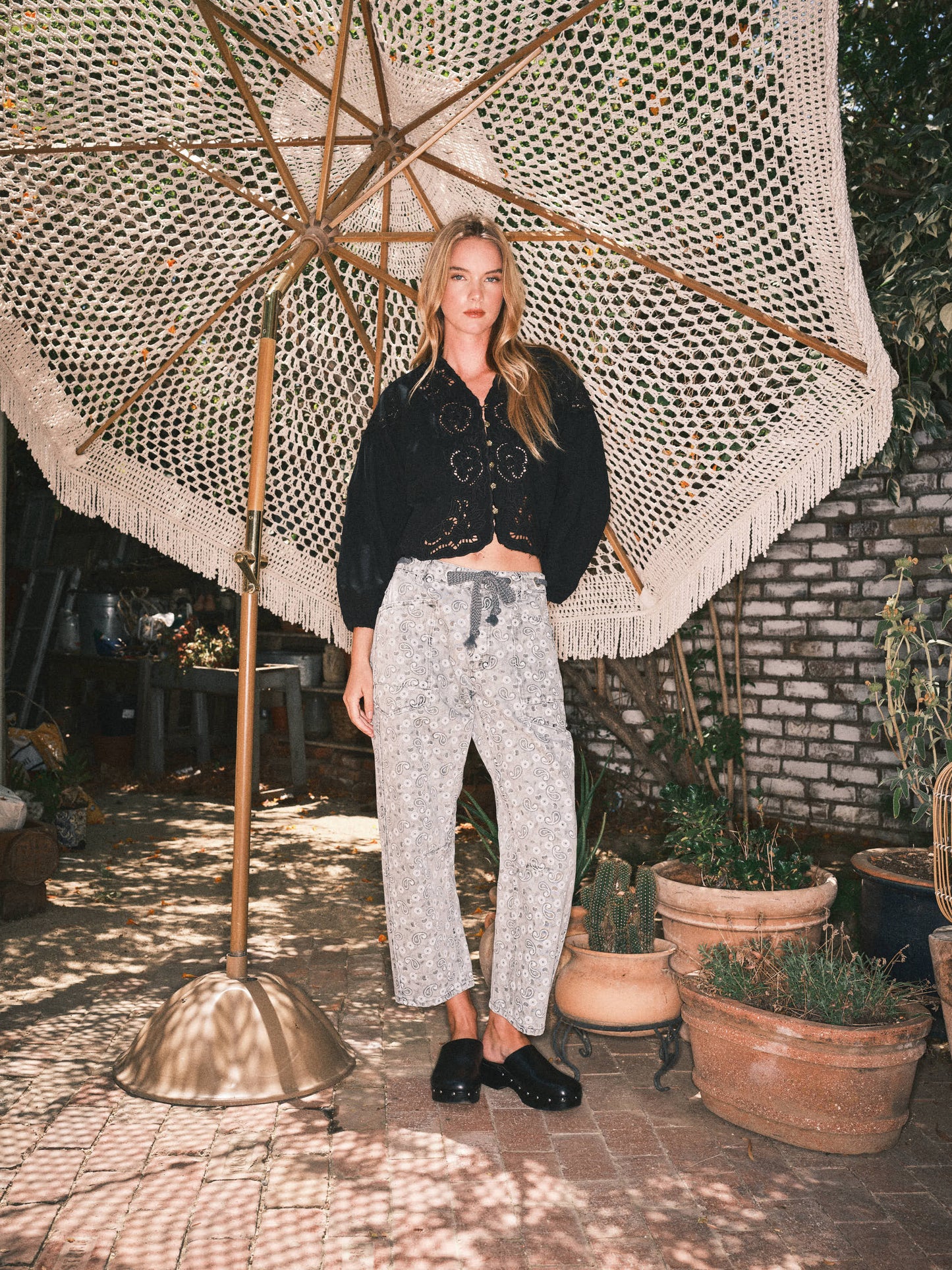 Denim Embroidery Top