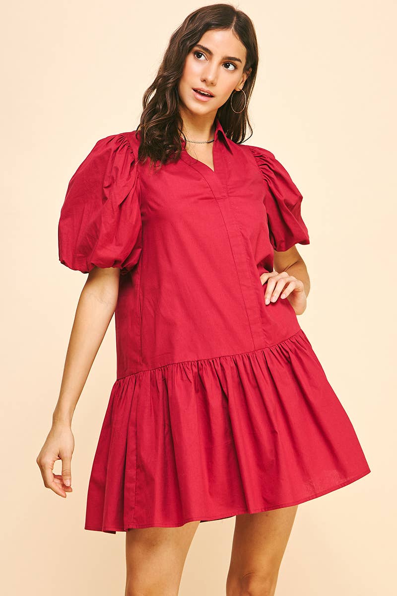 Crimson Drop Waist Shirt dress