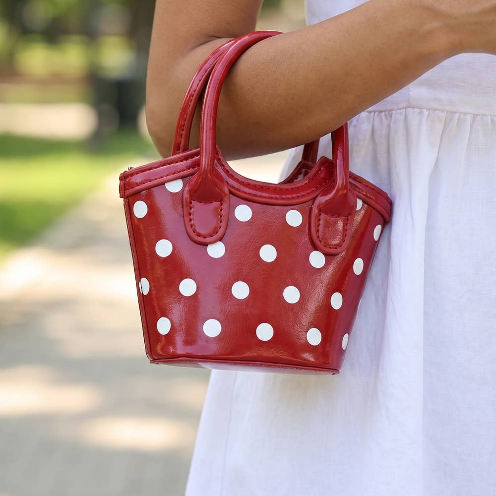 Polka Dot Patent Mini Bucket Tote