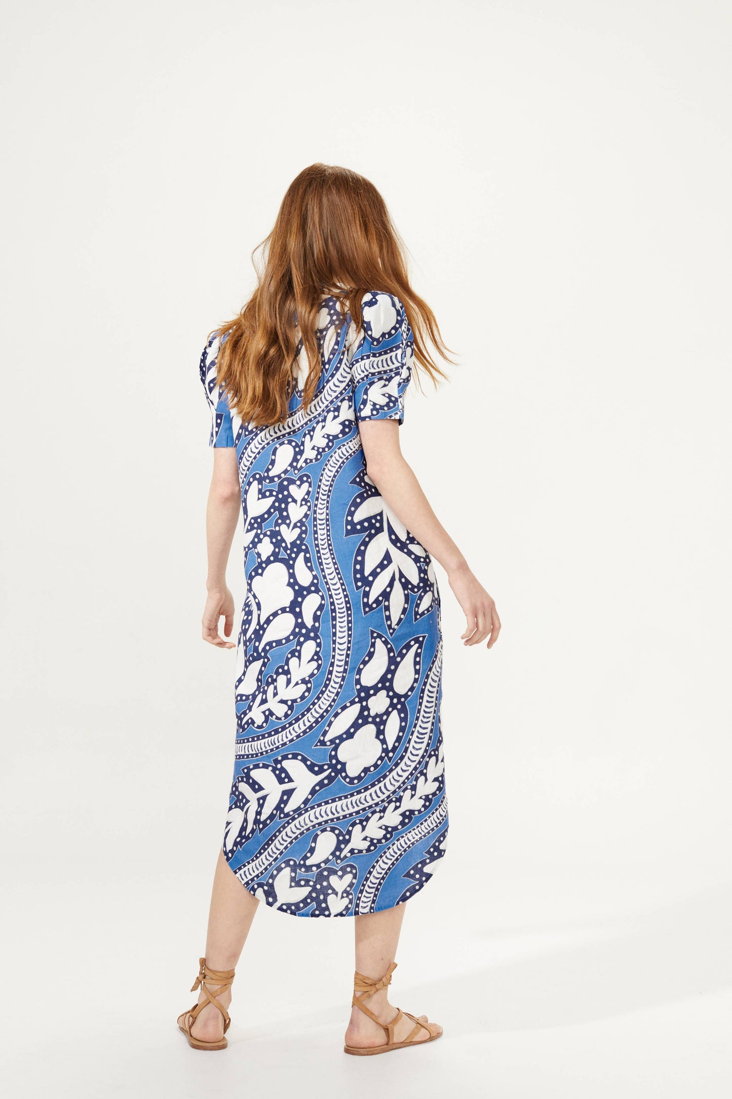 Athina Midi Linen Dress - Mykonos