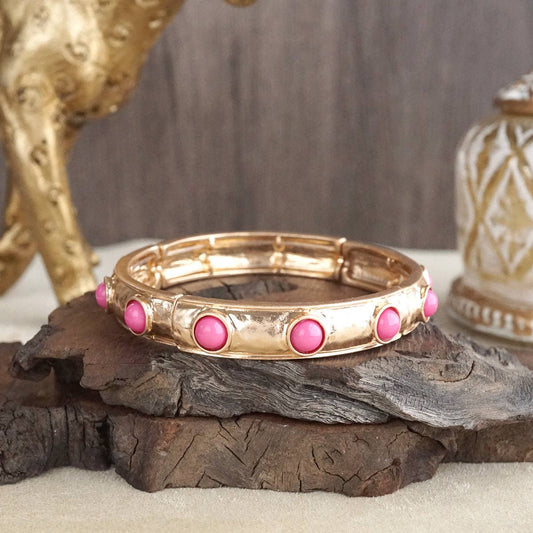 Timeless Charm – Slim Cabochon Eternity Bangle