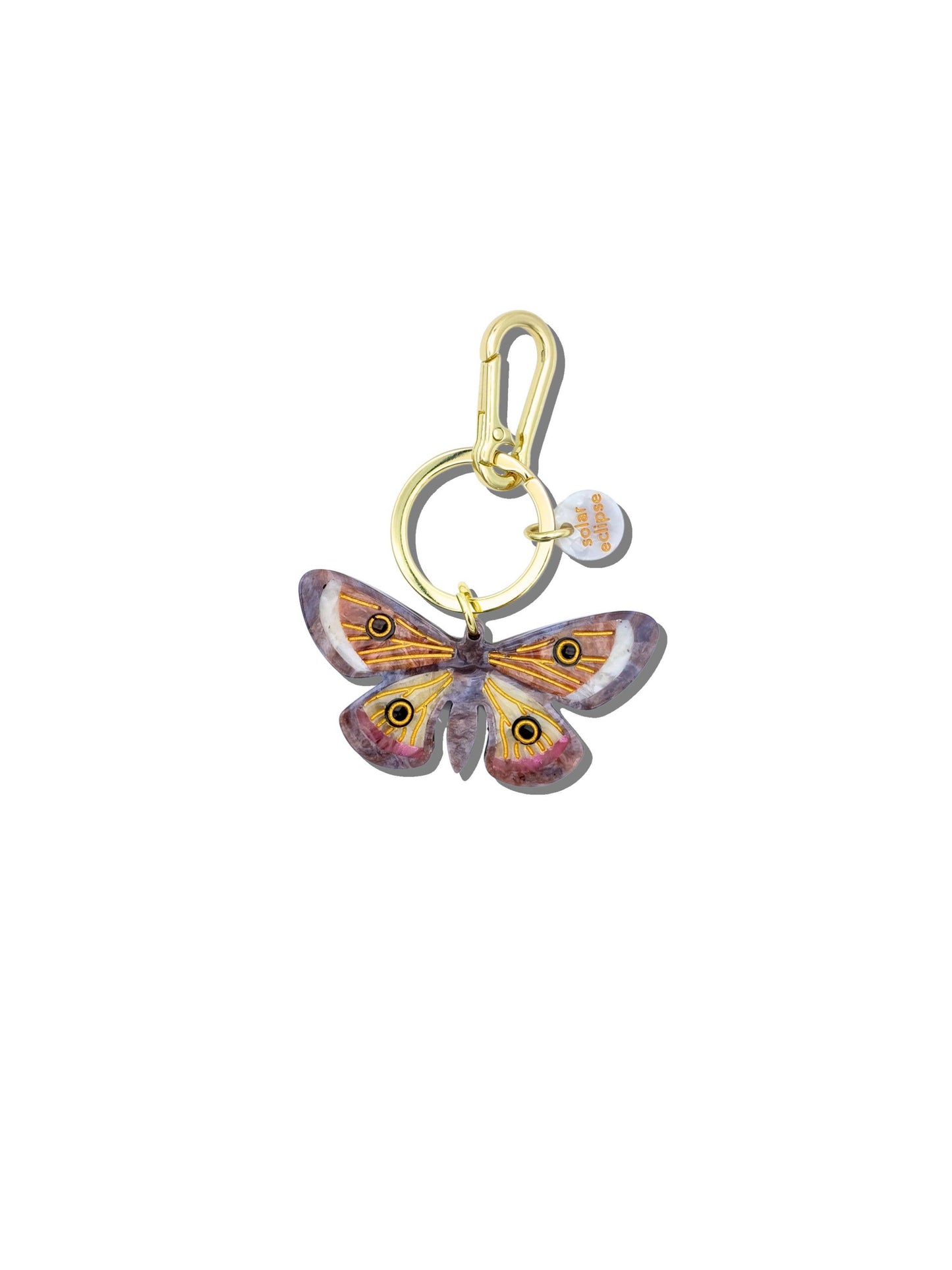 Hand-painted Emperor Silk Moth Bag Charm + Keychain
