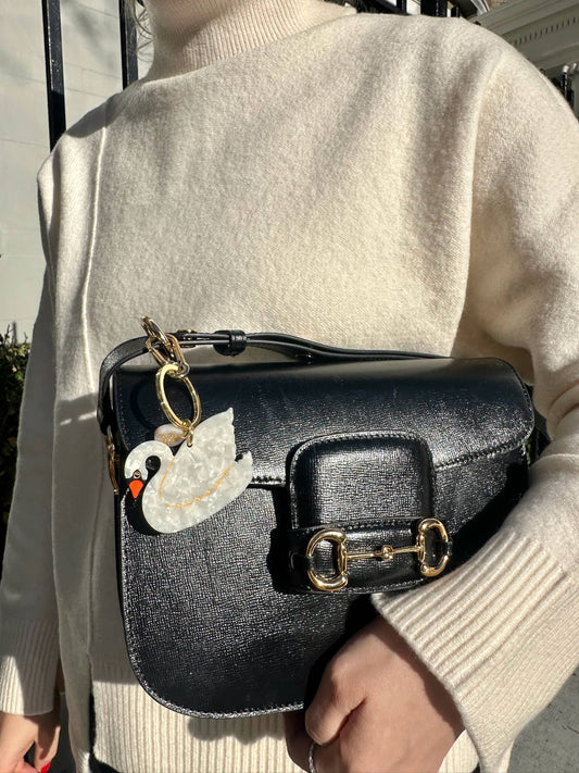 Hand-painted Swan Bag Charm + Keychain