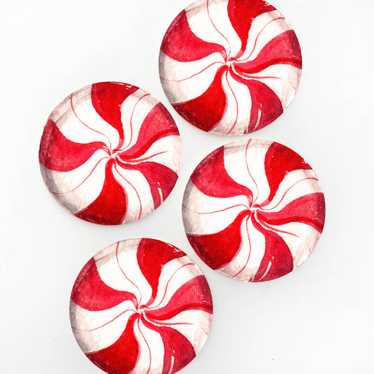 Peppermint Candy Christmas Coaster Set